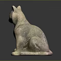 Sitting Stone Cat Sculpture With Detailed Texture And Natural Finish
