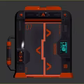 Futuristic Sci-Fi Door Structure With Red Accents And Green Digital Panel 3d model