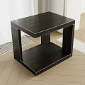 Modern Black Wooden Side Table With Two Tier Open Lower Shelf Design 3d model