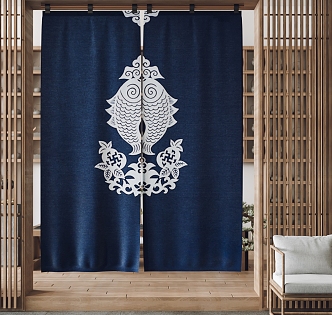 New Chinese Style Door Curtain 3d model