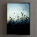 Minimalist Botanical Plant Painting With Silhouette Grass In Misty Morning Light