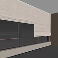 Beige Roller Blinds For Large Windows With Mountain View And Wooden Walls Bookshelves Gray Floor
