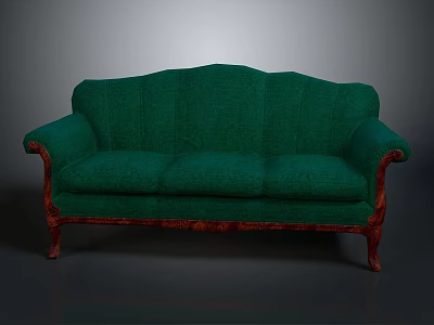Vintage Green Sofa with Upholstered Fabric and Wooden Frame Legs Classic Design 3d model