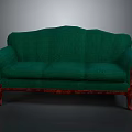 Vintage Green Sofa with Upholstered Fabric and Wooden Frame Legs Classic Design