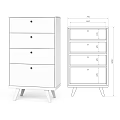 Decorative Console and Side Cabinets with Polka Dot Floral Drawers and Wooden Legs