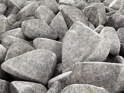 Pile Of Gray Stones And Wood For Interior Design And Decoration 3d model