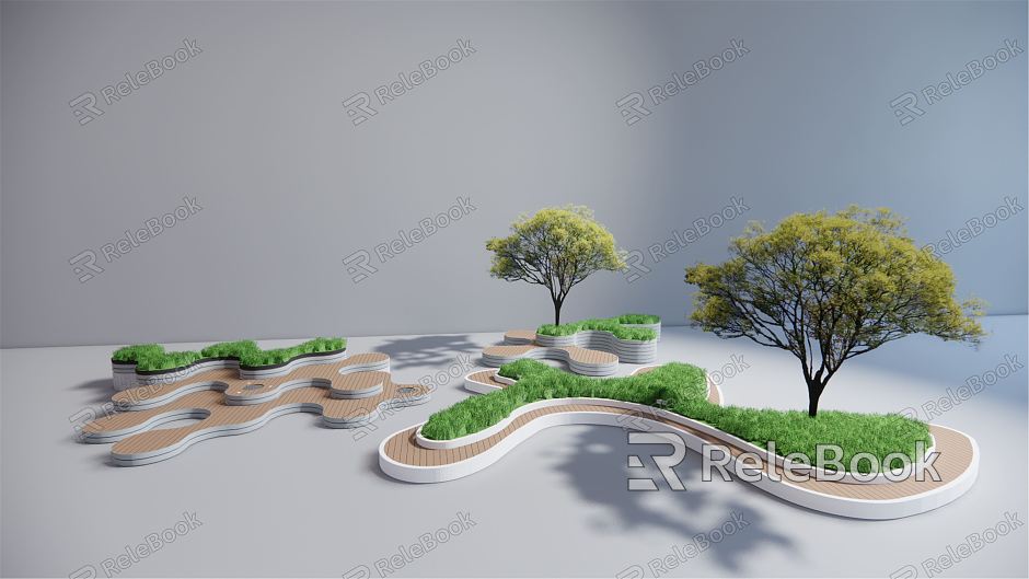 Modern Tree Pond Commercial Street Landscape Demonstration Area Landscape Seat Tree Pond Flower-bed model