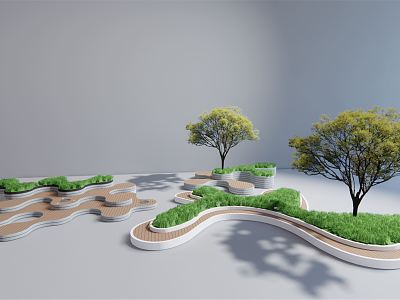 Modern Tree Pond Commercial Street Landscape Demonstration Area Landscape Seat Tree Pond Flower-bed model