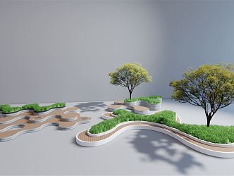 Modern Tree Pond Commercial Street Landscape Demonstration Area Landscape Seat Tree Pond Flower-bed 3d model