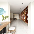 Modern Beauty Hair Salon Interior Design With Wooden Table Green Plants And Chairs