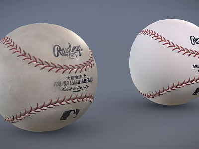 Rawlings Official Leather Baseballs Worn And New With Brand Logos 3d model