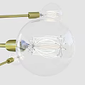 Modern Brass Chandelier With Clear Glass Globe And Spiral Filament Design