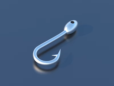 Silver Metal Fish Hook As Practical Household Fishing Tool Accessory 3d model