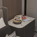 Modern Table Lamp With Ring Light On Marble Bedside Table In Bedroom 3d model