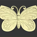 Golden Butterfly Ornament With Intricate Curved Lines And Circular Motifs