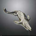 Artistic Sculpture Role of Streamlined Aquatic Creature With Silver Gray And Blue Accents