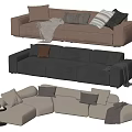 Modern double sofa multiplayer sofa corner sofa 3d model