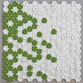 Modern Wall Decor With Green Circular Decorations And White Hexagonal Honeycomb Background 3d model