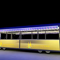 Yellow And Blue Illuminated Train With Multiple Carriages And Modern Design 3d model