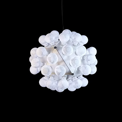 Stylish Modern White Chandelier With Circular Elements And Metal Frame Design 3d model
