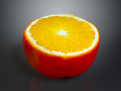 Fresh Sliced Orange With Vibrant Yellow Flesh And Red Skin Healthy Fruit 3d model