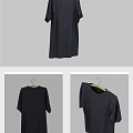 Black Short Sleeve T Shirt Hanging On Hanger With Multiple Angles View