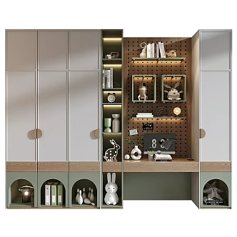 Modern Wardrobe Cabinet Children's Color Books Toys 3d model
