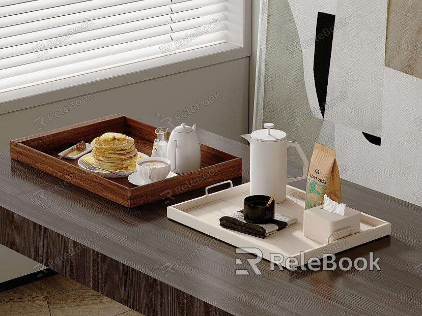 Hotel tray set tea tea cup tea breakfast dessert coffee model