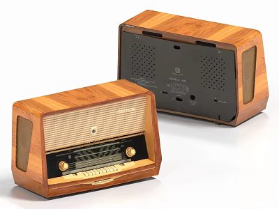 Household Appliances Vintage Retro Radio With Wooden Case And Classic Design 3d model