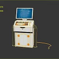 Modern Equipment Unit With Blue Screen Display Control Panel Red Dots And Red Cable 3d model