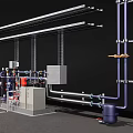 Industrial Process Equipment Setup With Pipes Valves Control Panels And Components