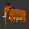 Orange Mammoth 3D Pixel Art With Brown Hump Long White Tusks And Trunk