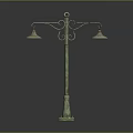Vintage Green Floor Lamp With Two Curved Metal Lamps And Stable Base