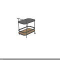 Mobile Two Tier Coffee Table With Dark Top Light Wooden Shelf And Metal Frame Handle