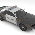 Black And White Police Car With Emergency Lights And Badge