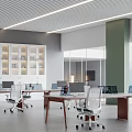 Modern Public Office Interior Design With Wooden Desks Ergonomic Chairs And Large Windows