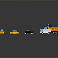 Colorful Toy Cars Collection Featuring Taxi Truck Van And Sedan Models