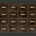 Vintage Wooden Drawer Cabinet With Multiple Labeled Compartments And Classic Design