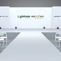 Modern Runway Show Stage With White Audience Chairs And Backdrop Setup 3d model