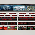Electronic Display Panels With LED Screens Showing City Data And Control Interfaces 3d model