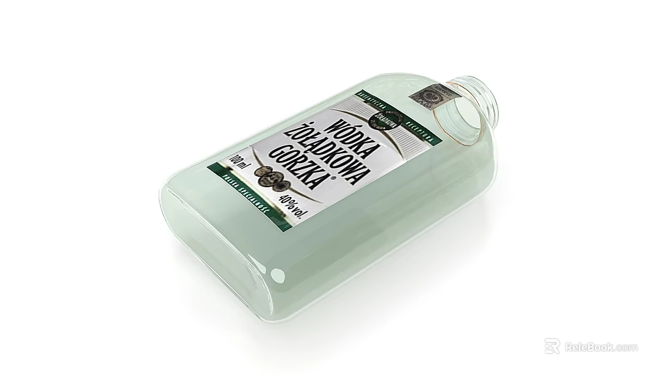 Borzom Vodka Transparent Green Glass Bottle With White Label And 40% Alcohol Content 3d model 