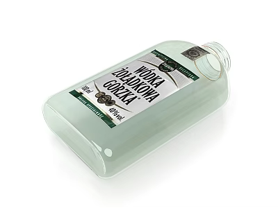 Borzom Vodka Transparent Green Glass Bottle With White Label And 40% Alcohol Content 3d model