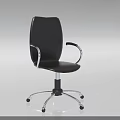 Modern Black Office Chair With Silver Metal Armrests And Five Star Caster Base