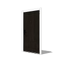 Black Wooden Texture Swing Door With White Frame For Modern Home Interior