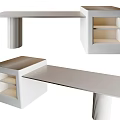 Modern Dining Table With Cylindrical Legs And Built In Storage Compartments 3d model