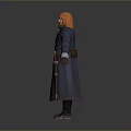 Man With Red Hair And Beard In Navy Blue Coat With Gold Buttons And Sword