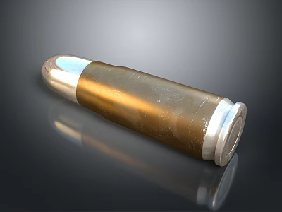 Golden Silver Bullet With Metallic Texture And Shiny Surface On Dark Background 3d model