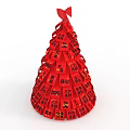 Red Christmas Tree Shaped Photo Spot With Bow And Lucky Word Ribbons