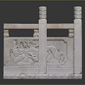 Traditional Stone Carved Balustrade With Animal Figures And Floral Patterns