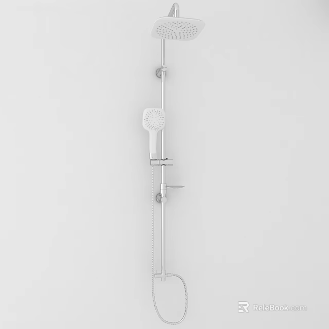 Modern Stainless Steel Shower Head with Handheld Sprayer and Adjustable Arm 3d model 